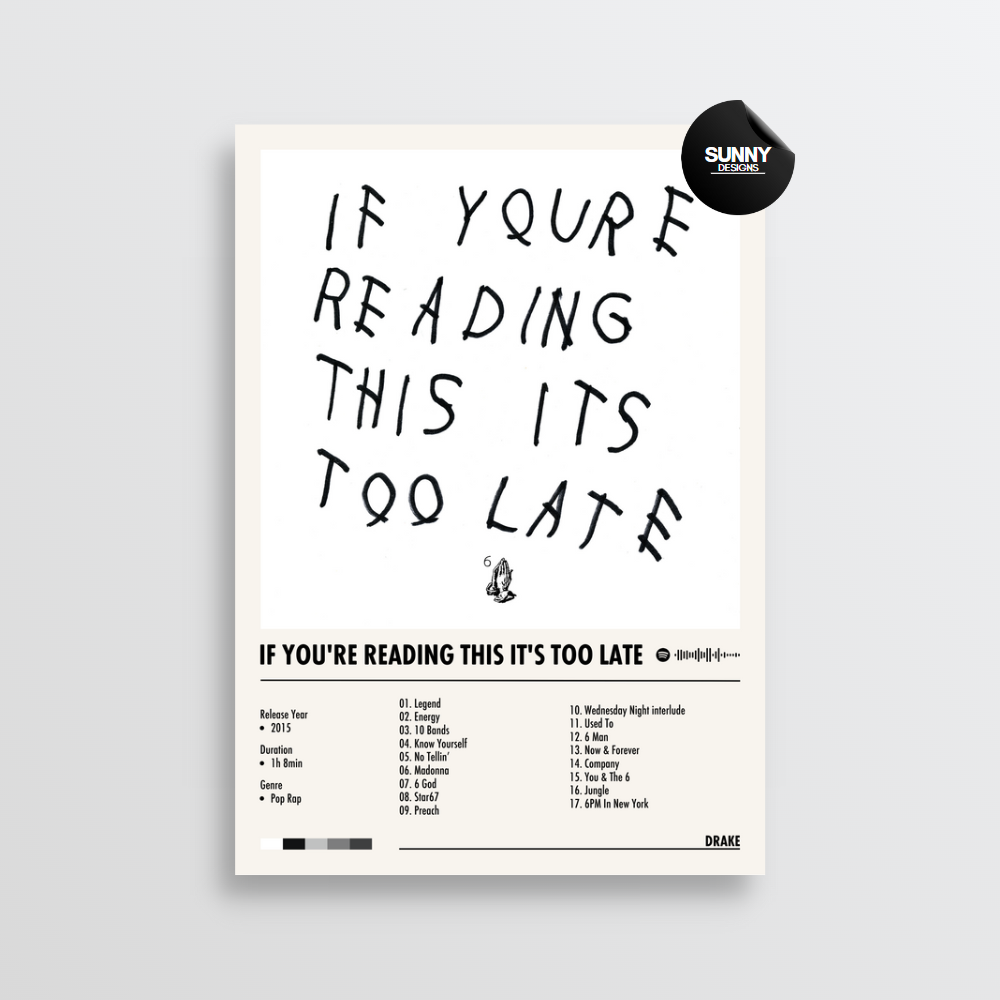 Drake If You're Reading This It's Too Late merch custom album cover poster music poster personalized gifts poster mockup poster template Sunny Designs Poster