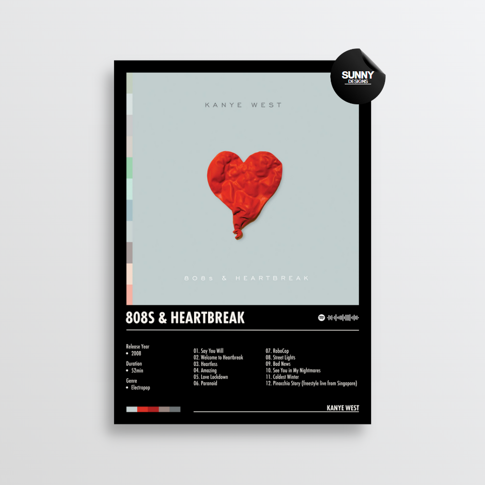 Kanye West 808s & Heartbreak merch custom album cover poster music poster personalized gifts poster mockup poster template Sunny Designs Poster
