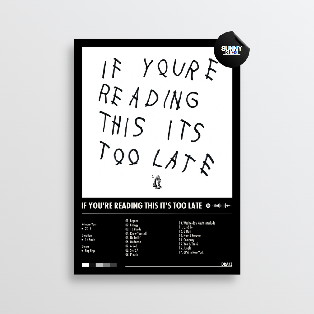 Drake If You're Reading This It's Too Late merch custom album cover poster music poster personalized gifts poster mockup poster template Sunny Designs Poster