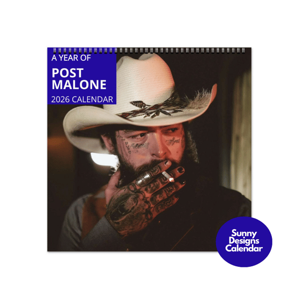 Post Malone 2026 Wall Calendar - Sunny Designs Posters Celebrity Wall Art - Unique Gift - Celebrity Calendar Planner Desk