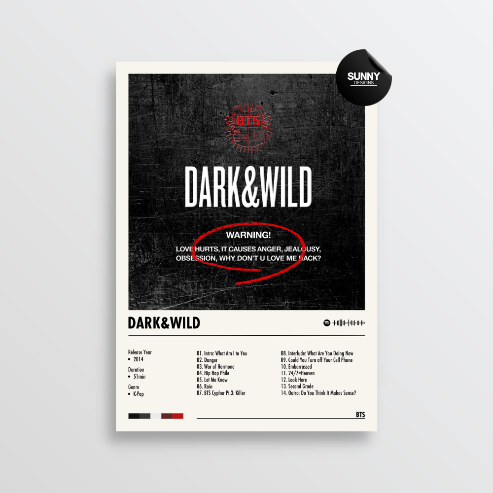 BTS Dark & Wild merch custom album cover poster music poster personalized gifts poster mockup poster template album posters for wall Sunny Designs Poster 