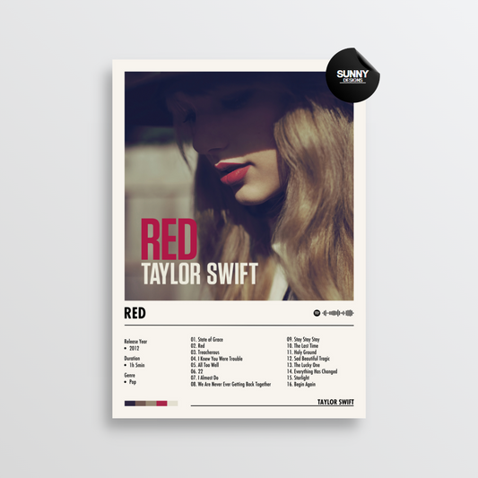 Taylor Swift - Red merch custom album cover poster music poster personalized gifts poster mockup poster template Sunny Designs Poster