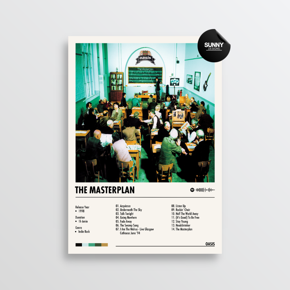 Oasis The Masterplan merch custom album cover poster music poster personalized gifts poster mockup poster template album posters for wall tracklist Sunny Designs Poster
