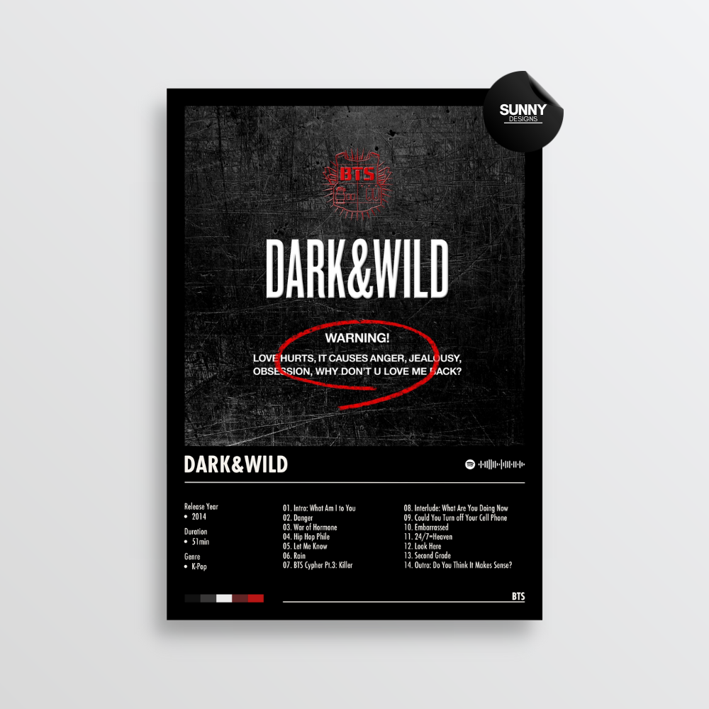 BTS Dark & Wild merch custom album cover poster music poster personalized gifts poster mockup poster template album posters for wall Sunny Designs Poster 