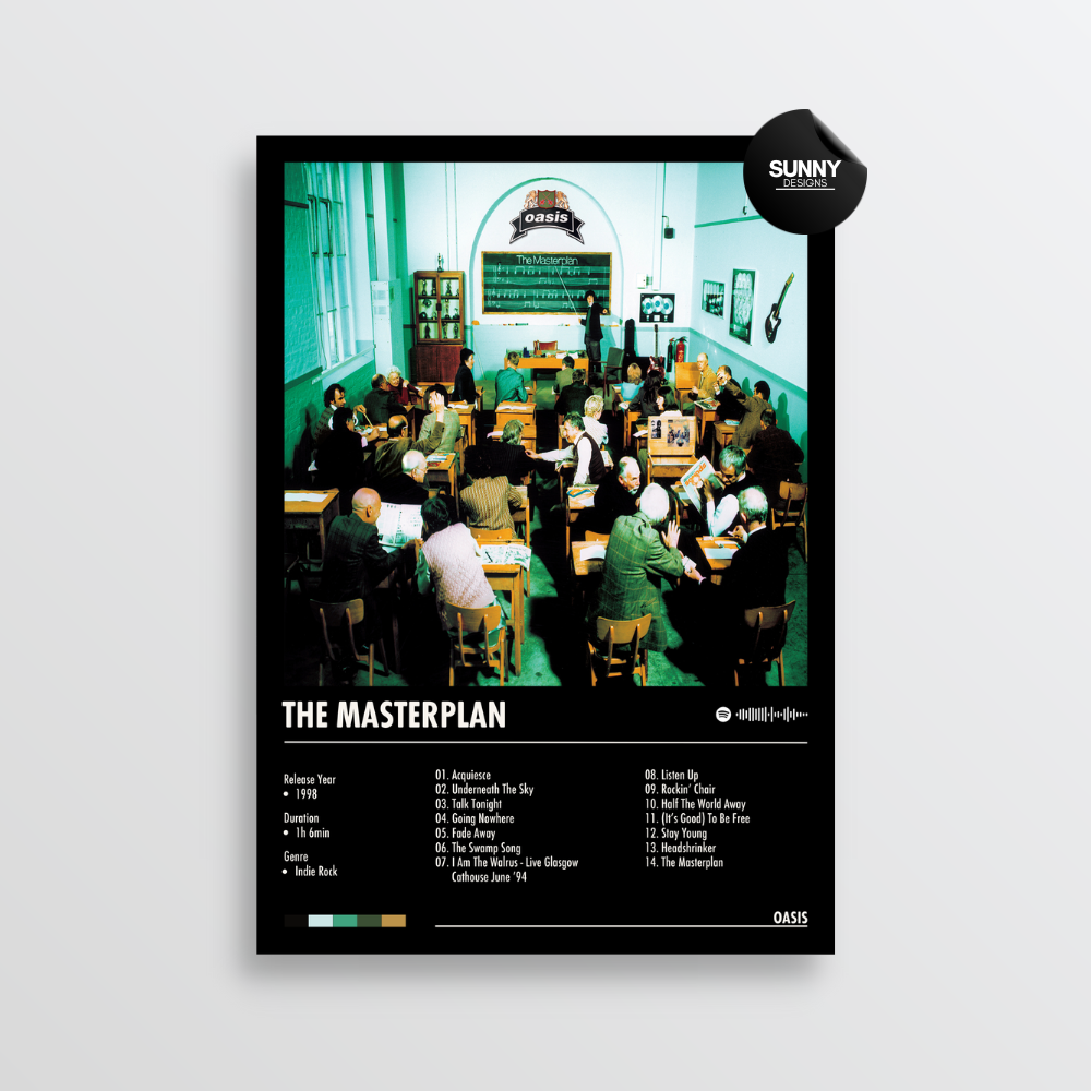 Oasis The Masterplan merch custom album cover poster music poster personalized gifts poster mockup poster template album posters for wall tracklist Sunny Designs Poster
