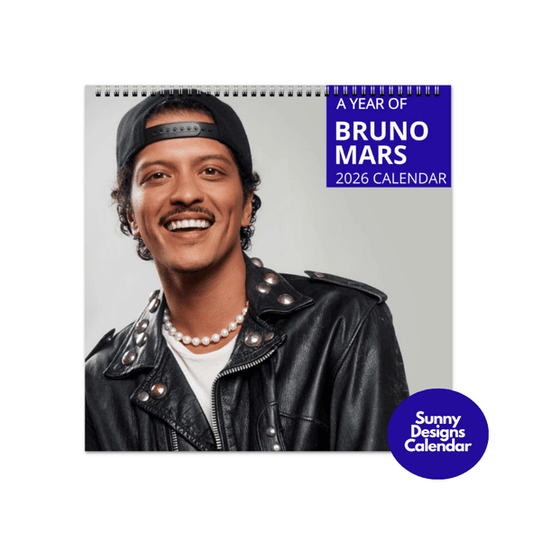 Bruno Mars 2026 Wall Calendar - Sunny Designs Posters Celebrity Wall Art - Unique Gift - Celebrity Calendar Planner Desk