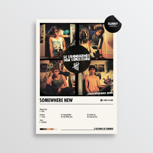 5 Seconds of Summer Somewhere New merch custom album cover poster music poster personalized gifts poster mockup poster template album posters for wall Sunny Designs Poster 