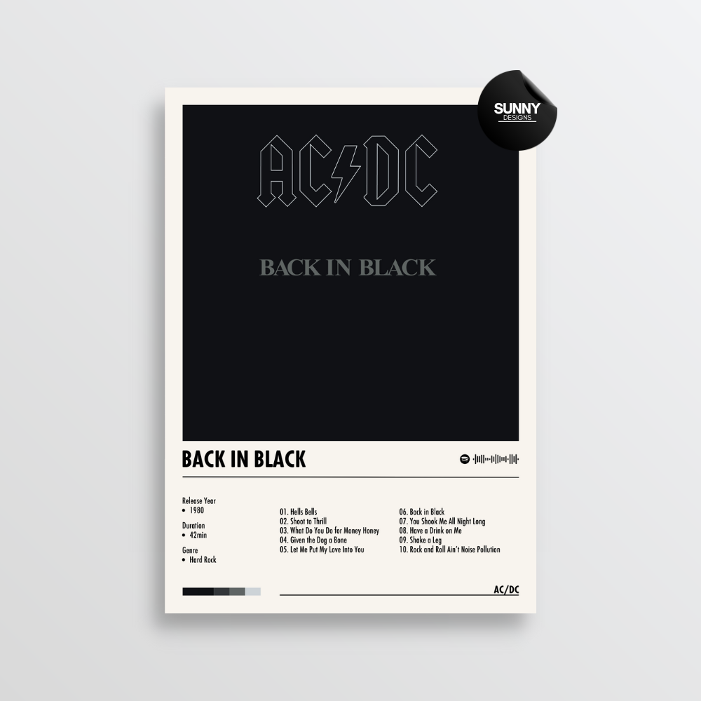 AC/DC - Back in Black | Album Cover Poster – Sunny Designs Posters