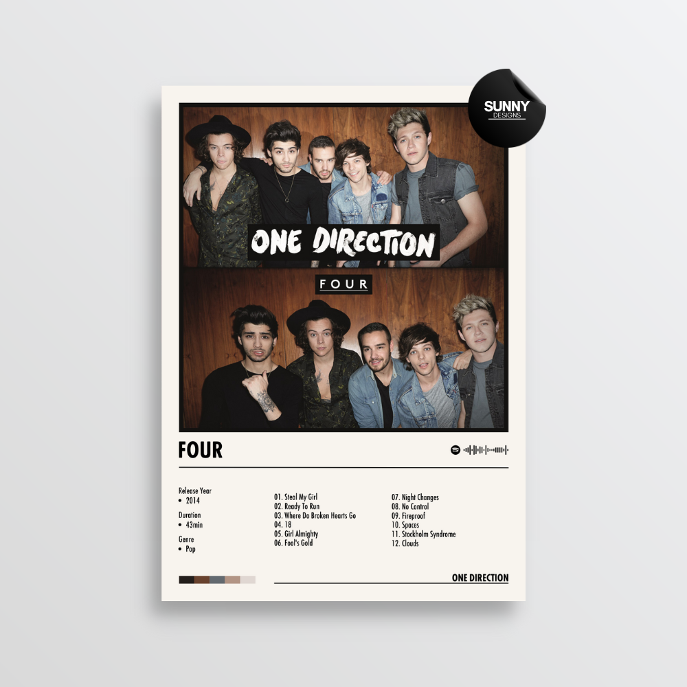 One Direction FOUR merch custom album cover poster music poster personalized gifts poster mockup poster template Sunny Designs Poster 