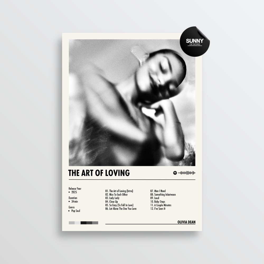 Olivia Dean The Art of Loving tracklist merch custom album cover poster music poster personalized gifts poster mockup poster template album posters for wall Sunny Designs Poster 