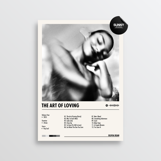 Olivia Dean The Art of Loving tracklist merch custom album cover poster music poster personalized gifts poster mockup poster template album posters for wall Sunny Designs Poster 