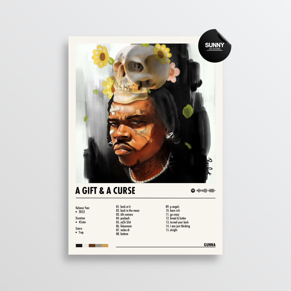 Gunna a Gift & a Curse merch custom album cover poster music poster personalized gifts poster mockup poster template album posters for wall Sunny Designs Poster 