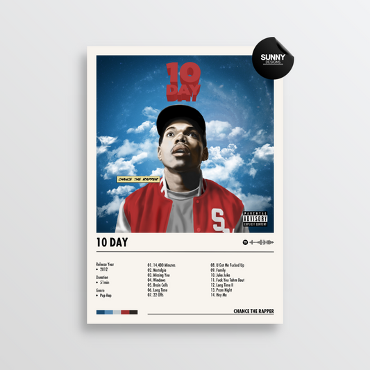 Chance the Rapper 10 Day merch custom album cover poster music poster personalized gifts poster mockup poster template album posters for wall Sunny Designs Poster 