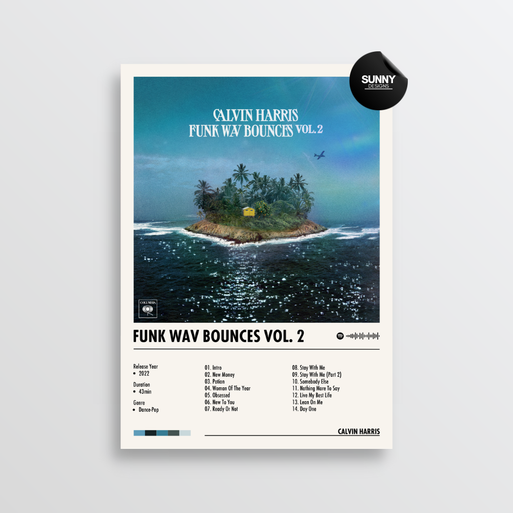 Calvin Harris Funk Wav Bounces Vol. 2 merch custom album cover poster music poster personalized gifts poster mockup poster template album posters for wall Sunny Designs Poster 