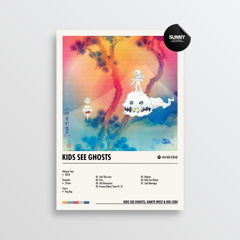 KIDS SEE GHOSTS, Kanye West & Kid Cudi KIDS SEE GHOSTS merch custom album cover poster music poster personalized gifts poster mockup poster template album posters for wall Sunny Designs Poster