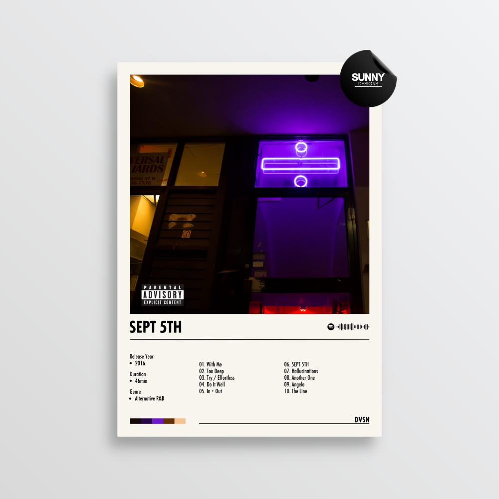 dvsn SEPT 5TH merch custom album cover poster music poster personalized gifts poster mockup poster template album posters for wall Sunny Designs Poster 