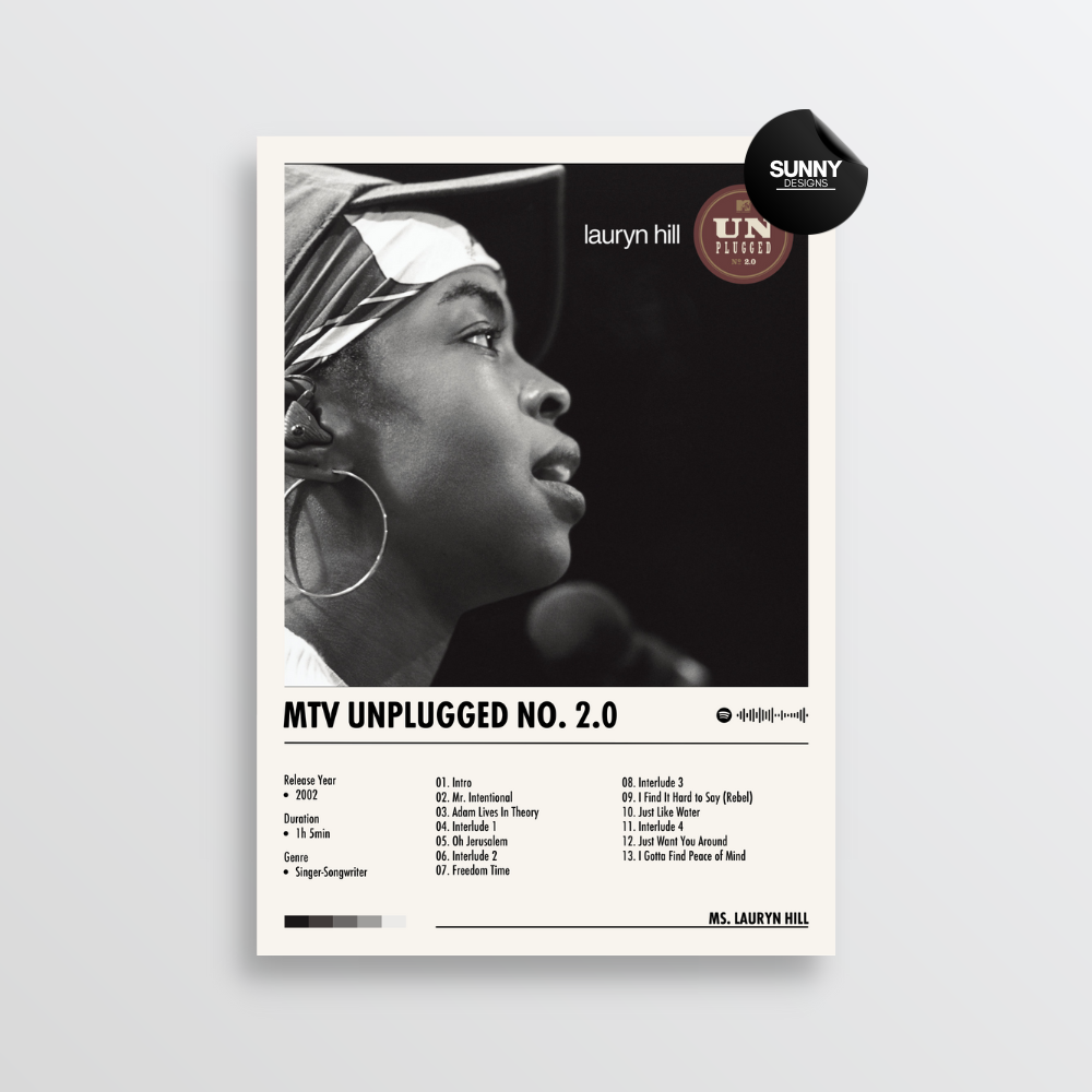 Ms. Lauryn Hill MTV Unplugged No. 2.0 merch custom album cover poster music poster personalized gifts poster mockup poster template album posters for wall Sunny Designs Poster 