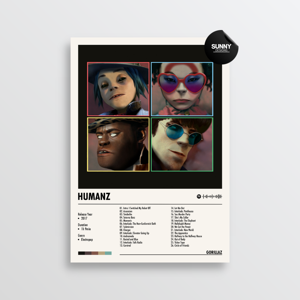 Gorillaz Humanz merch custom album cover poster music poster personalized gifts poster mockup poster template album posters for wall Sunny Designs Poster 