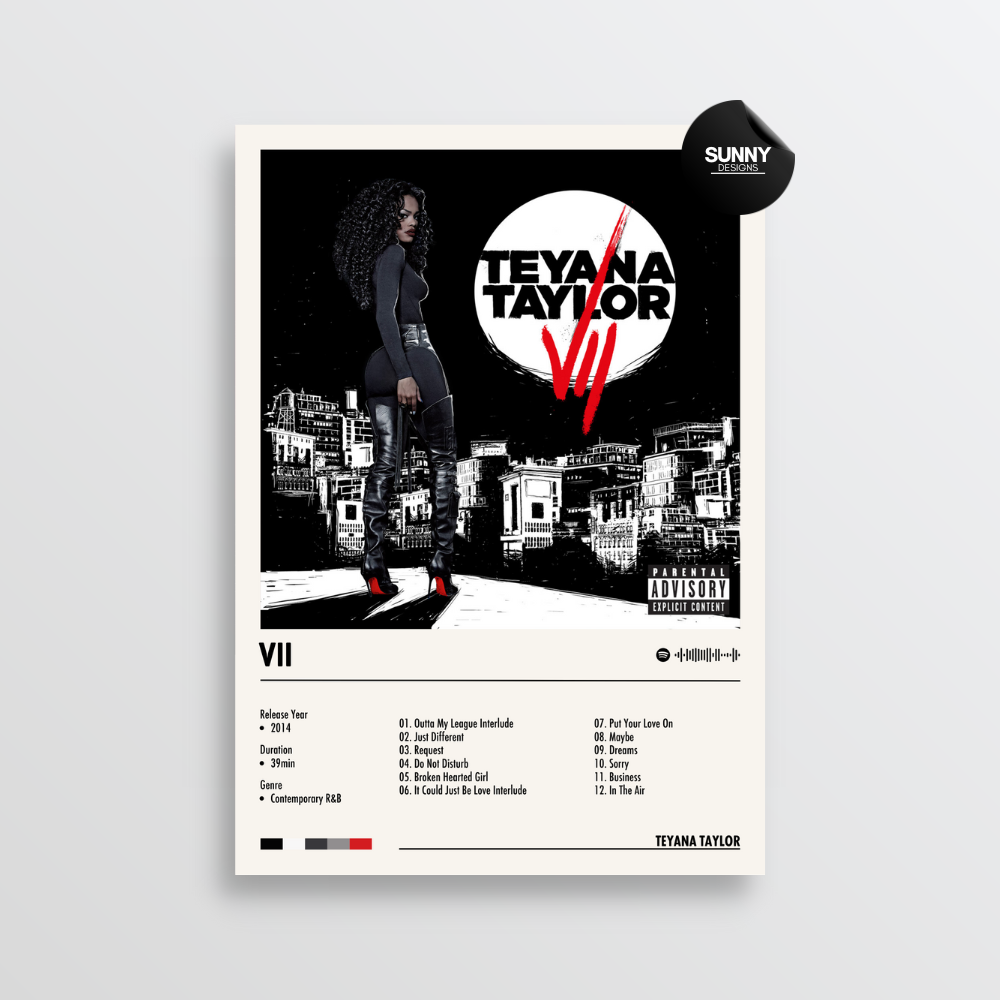 Teyana Taylor VII merch custom album cover poster music poster personalized gifts poster mockup poster template album posters for wall Sunny Designs Poster 