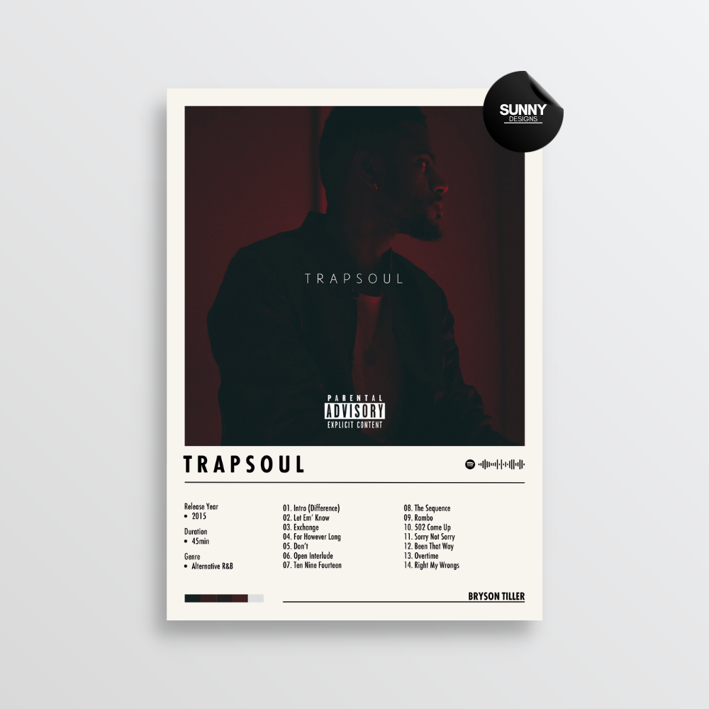 Bryson Tiller TRAPSOUL merch custom album cover poster music poster personalized gifts poster mockup poster template album posters for wall Sunny Designs Poster 