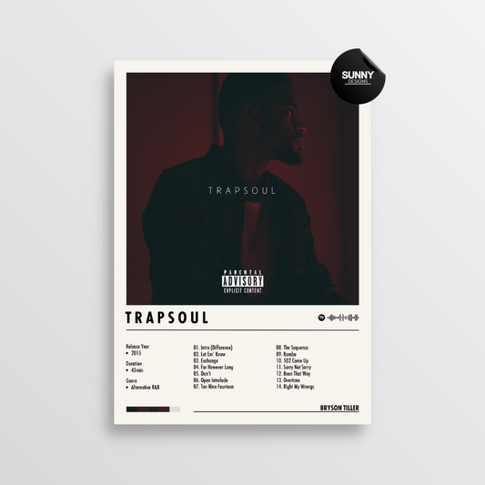 Bryson Tiller TRAPSOUL merch custom album cover poster music poster personalized gifts poster mockup poster template album posters for wall Sunny Designs Poster 