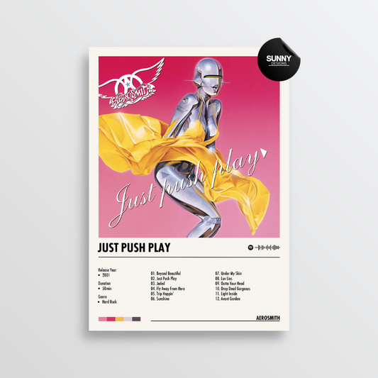 Aerosmith Just Push Play merch custom album cover poster music poster personalized gifts poster mockup poster template album posters for wall tracklist Sunny Designs Poster
