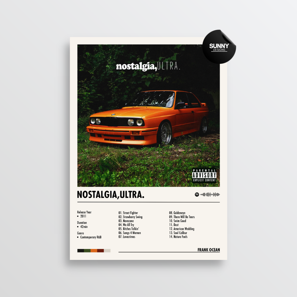 Frank Ocean nostalgia ULTRA merch custom album cover poster music poster personalized gifts poster mockup poster template album posters for wall Sunny Designs Poster