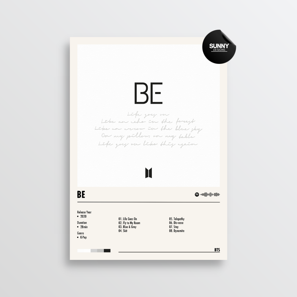 BTS BE Album Cover Poster Sunny Designs Posters BTS BE Album Cover Poster Sunny Designs Posters