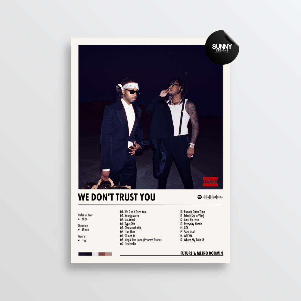 Future Metro Boomin WE DON'T TRUST YOU merch custom album cover poster music poster personalized gifts poster mockup poster template album posters for wall Sunny Designs Poster 