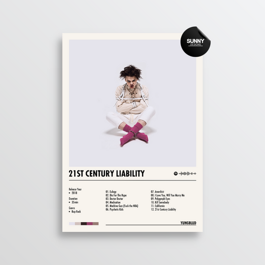 YUNGBLUD 21st Century Liability merch custom album cover poster music poster personalized gifts poster mockup poster template album posters for wall Sunny Designs Poster 