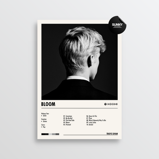 Troye Sivan Bloom merch custom album cover poster music poster personalized gifts poster mockup poster template album posters for wall Sunny Designs Poster 