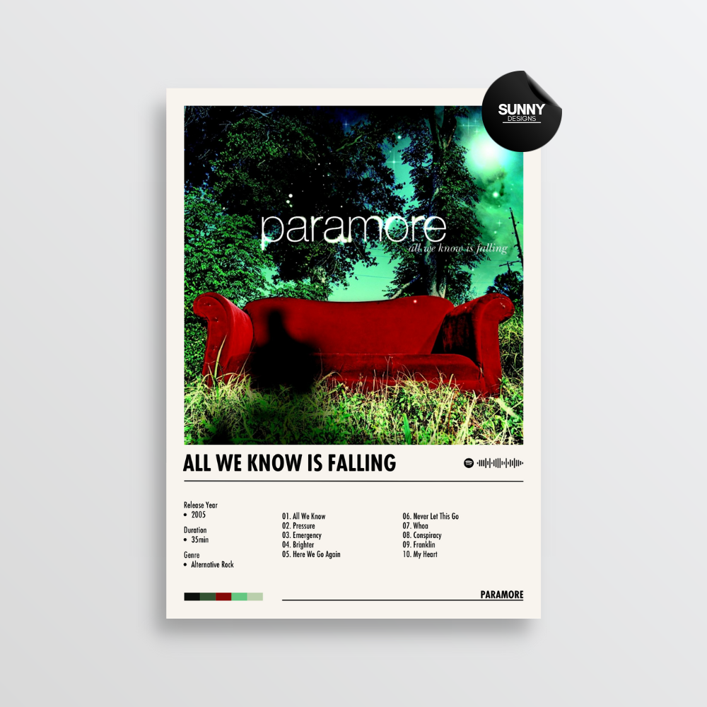 Paramore All We Know Is Falling merch custom album cover poster music poster personalized gifts poster mockup poster template album posters for wall Sunny Designs Poster