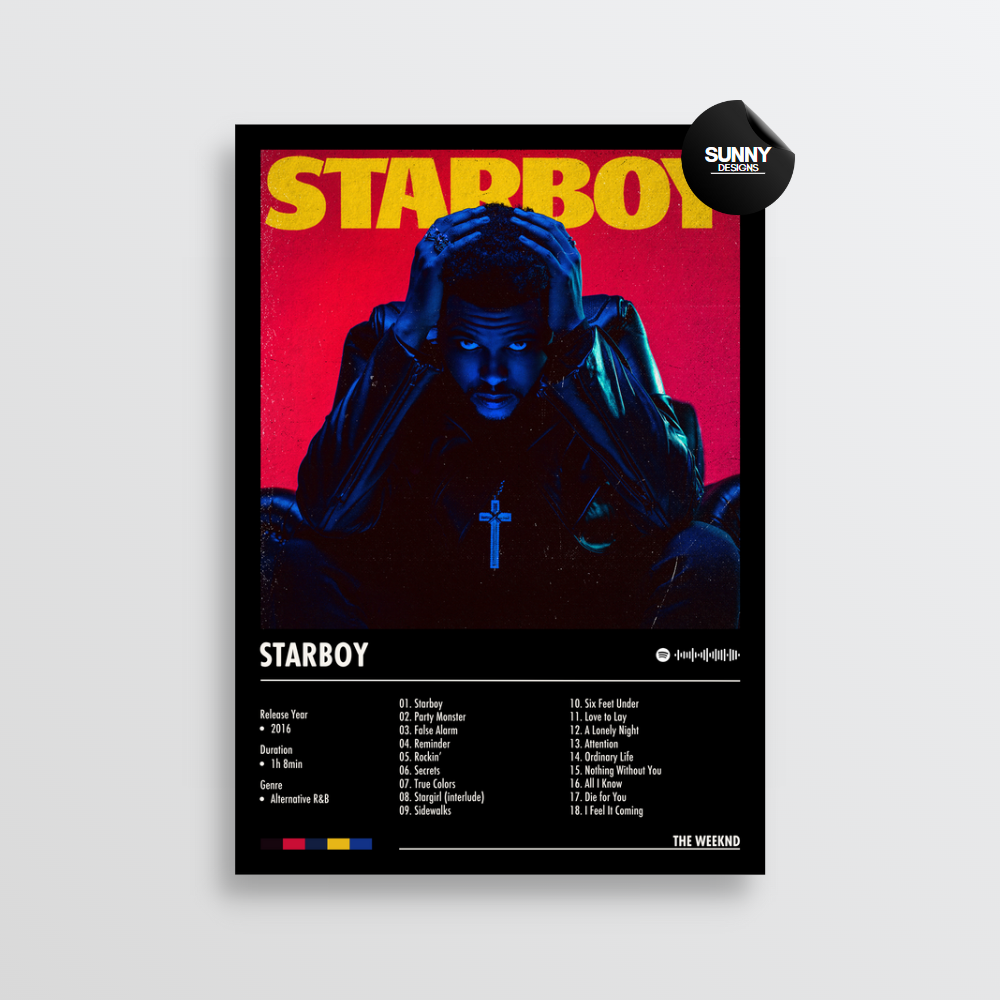 The Weeknd Starboy merch custom album cover poster music poster personalized gifts poster mockup poster template album posters for wall tracklist Sunny Designs Poster
