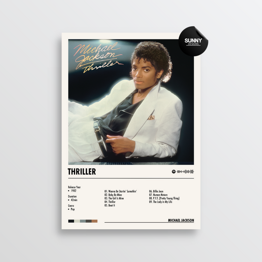 Michael Jackson Thriller merch custom album cover poster music poster personalized gifts poster mockup poster template album posters for wall Sunny Designs Poster 