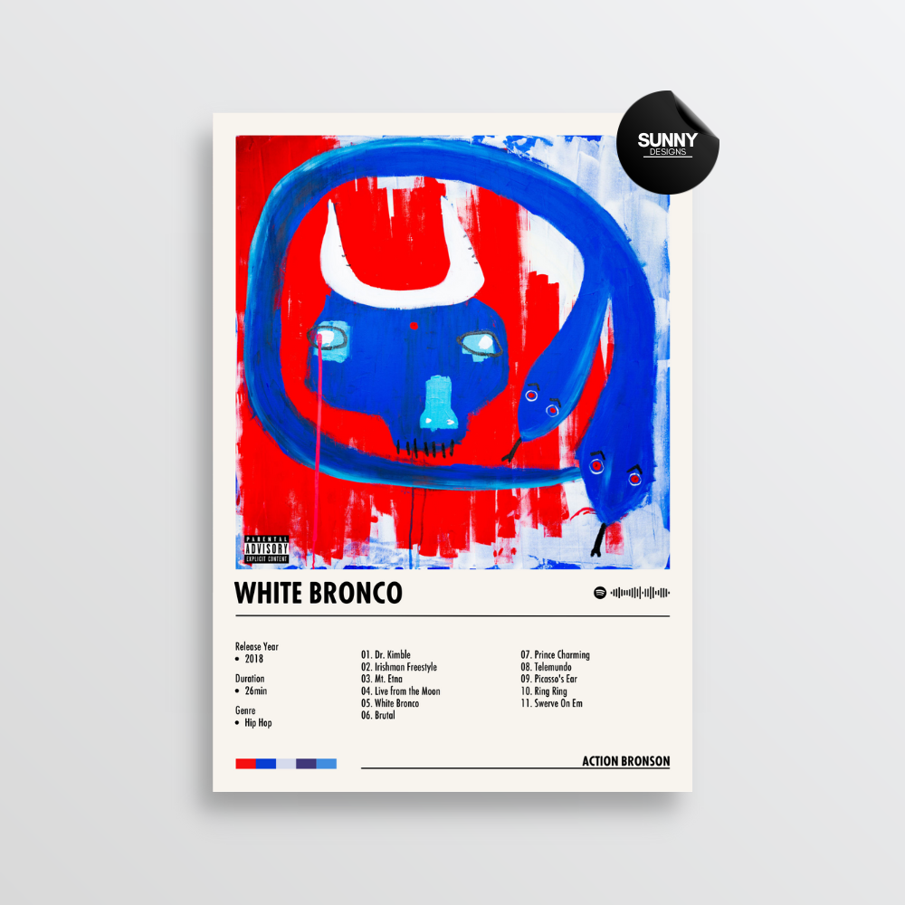 Action Bronson White Bronco merch custom album cover poster music poster personalized gifts poster mockup poster template album posters for wall Sunny Designs Poster 