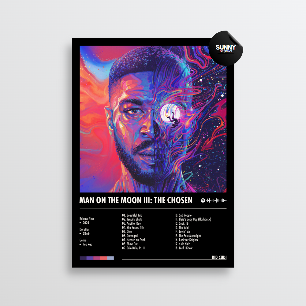 Kid Cudi Man On The Moon III The Chosen merch custom album cover poster music poster personalized gifts poster mockup poster template Sunny Designs Poster 