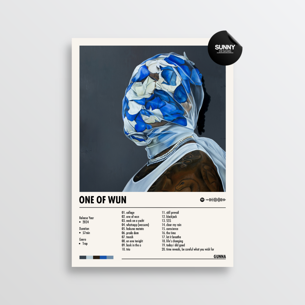 Gunna One of Wun merch custom album cover poster music poster personalized gifts poster mockup poster template album posters for wall Sunny Designs Poster 