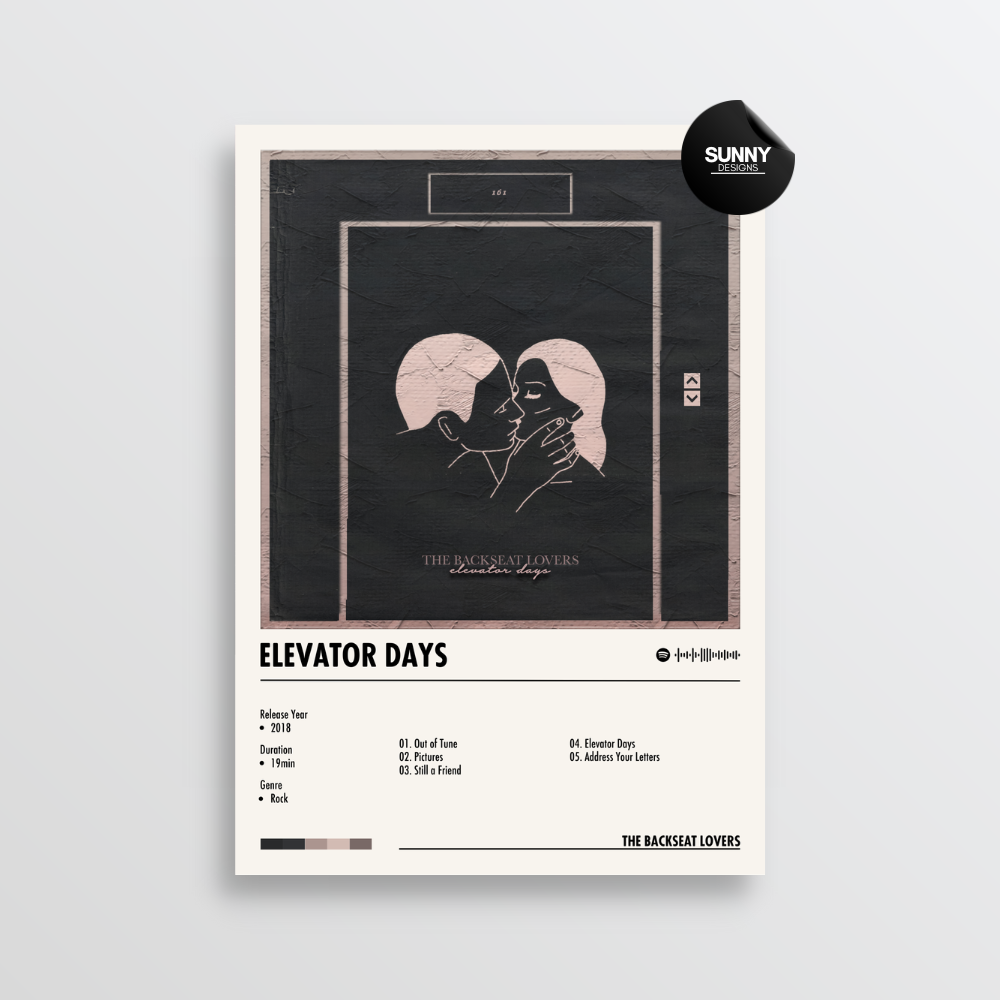 The Backseat Lovers Elevator Days merch custom album cover poster music poster personalized gifts poster mockup poster template album posters for wall Sunny Designs Poster 