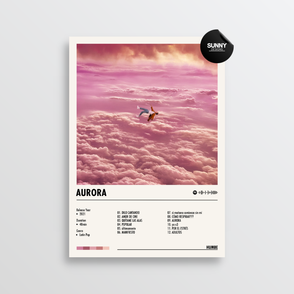 HUMBE AURORA merch custom album cover poster music poster personalized gifts poster mockup poster template album posters for wall Sunny Designs Poster
