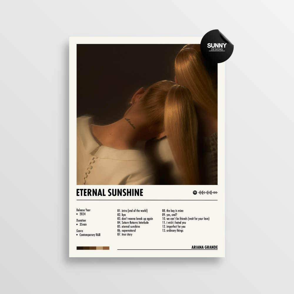 Ariana Grande eternal sunshine merch custom album cover poster music poster personalized gifts poster mockup poster template album posters for wall Sunny Designs Poster 