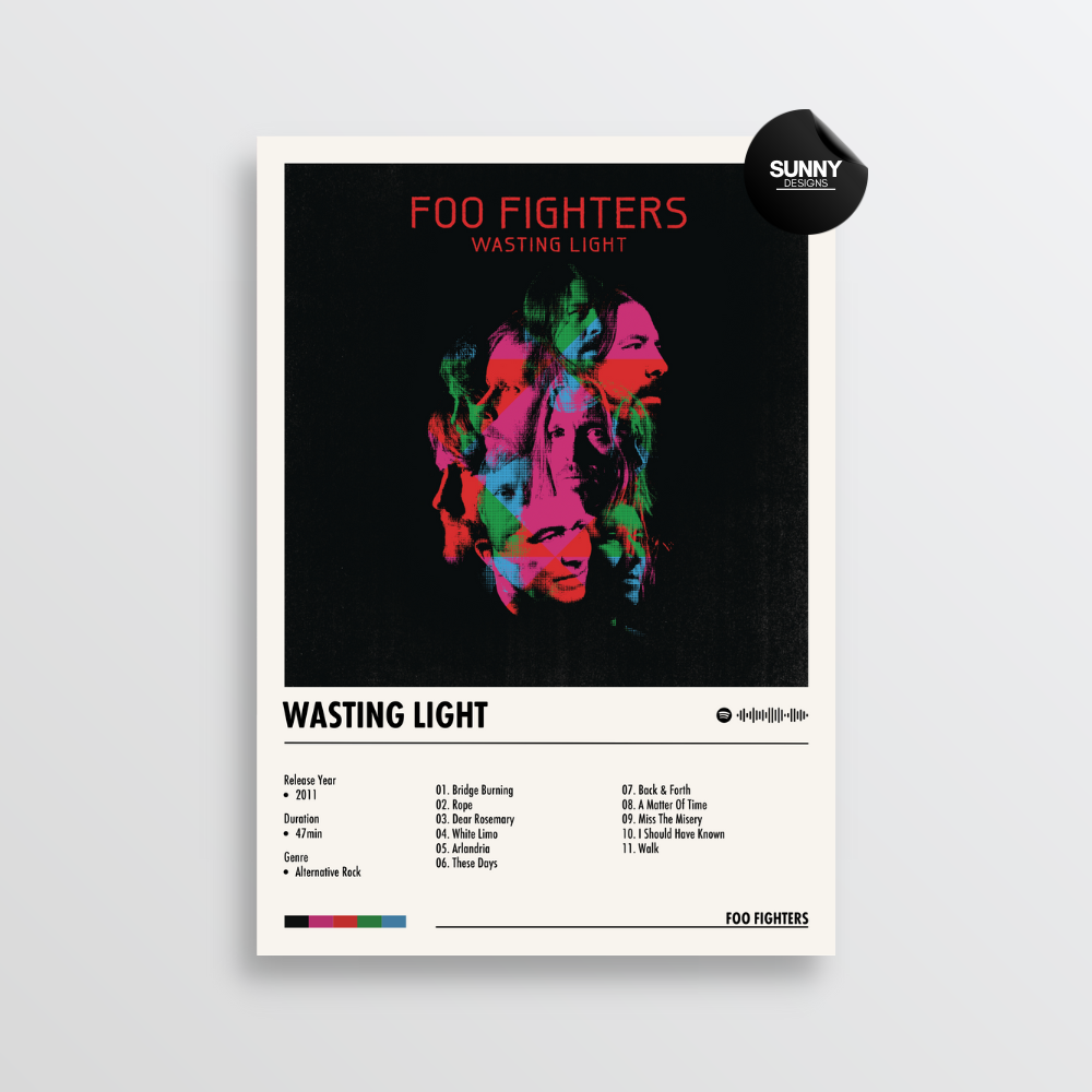 Foo Fighters Wasting Light merch custom album cover poster music poster personalized gifts poster mockup poster template album posters for wall Sunny Designs Poster 