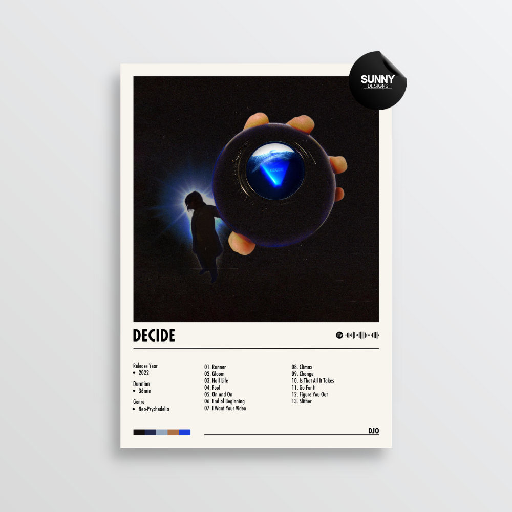 Djo DECIDE Joe Keery Stranger Things Steve Harrington tracklist merch custom album cover poster music poster personalized gifts poster mockup poster template album posters for wall Sunny Designs Poster 