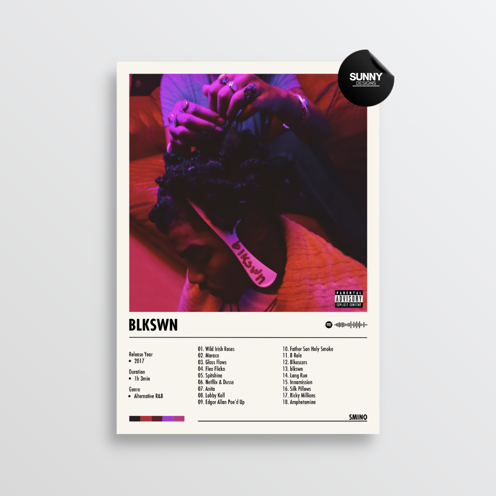 Smino blkswn merch custom album cover poster music poster personalized gifts poster mockup poster template album posters for wall Sunny Designs Poster
