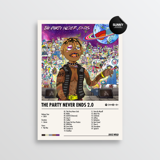 Juice WRLD The Party Never Ends merch custom album cover poster music poster personalized gifts poster mockup poster template album posters for wall tracklist Sunny Designs Poster

