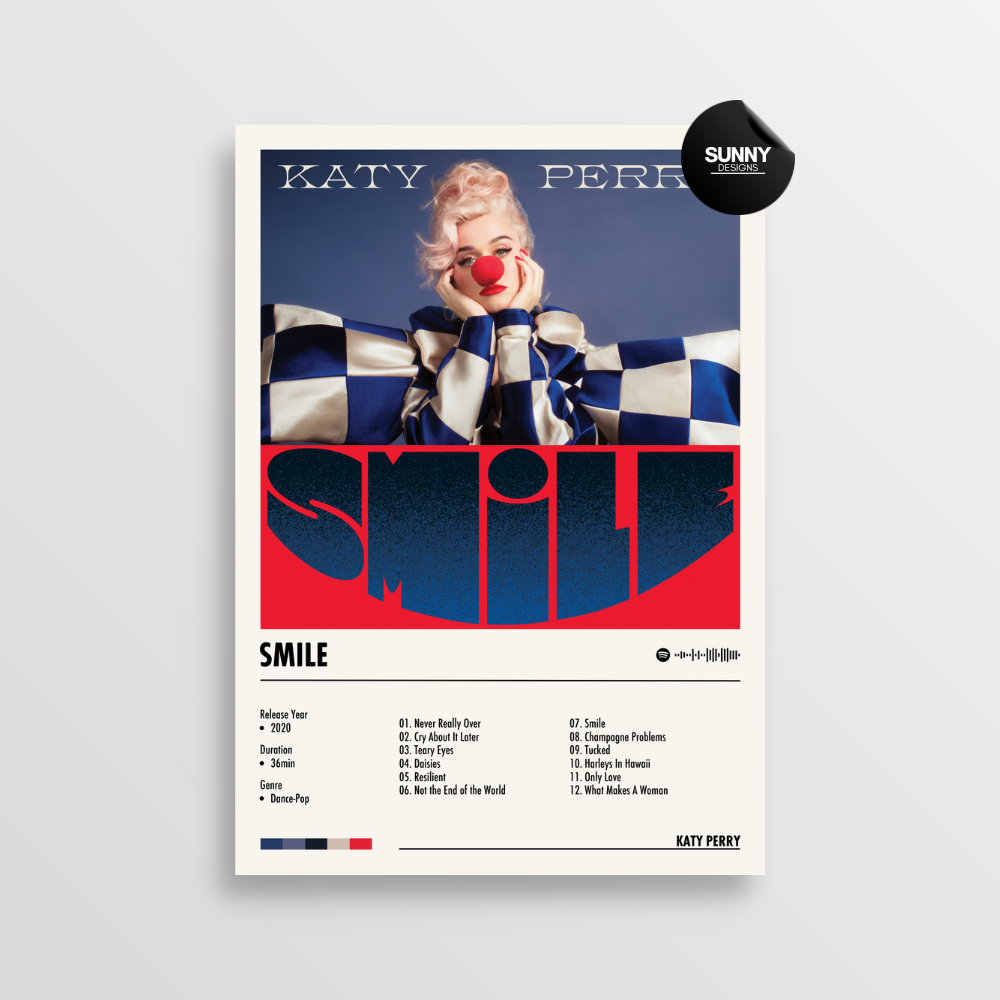 Katy Perry Smile merch custom album cover poster music poster personalized gifts poster mockup poster template album posters for wall Sunny Designs Poster 