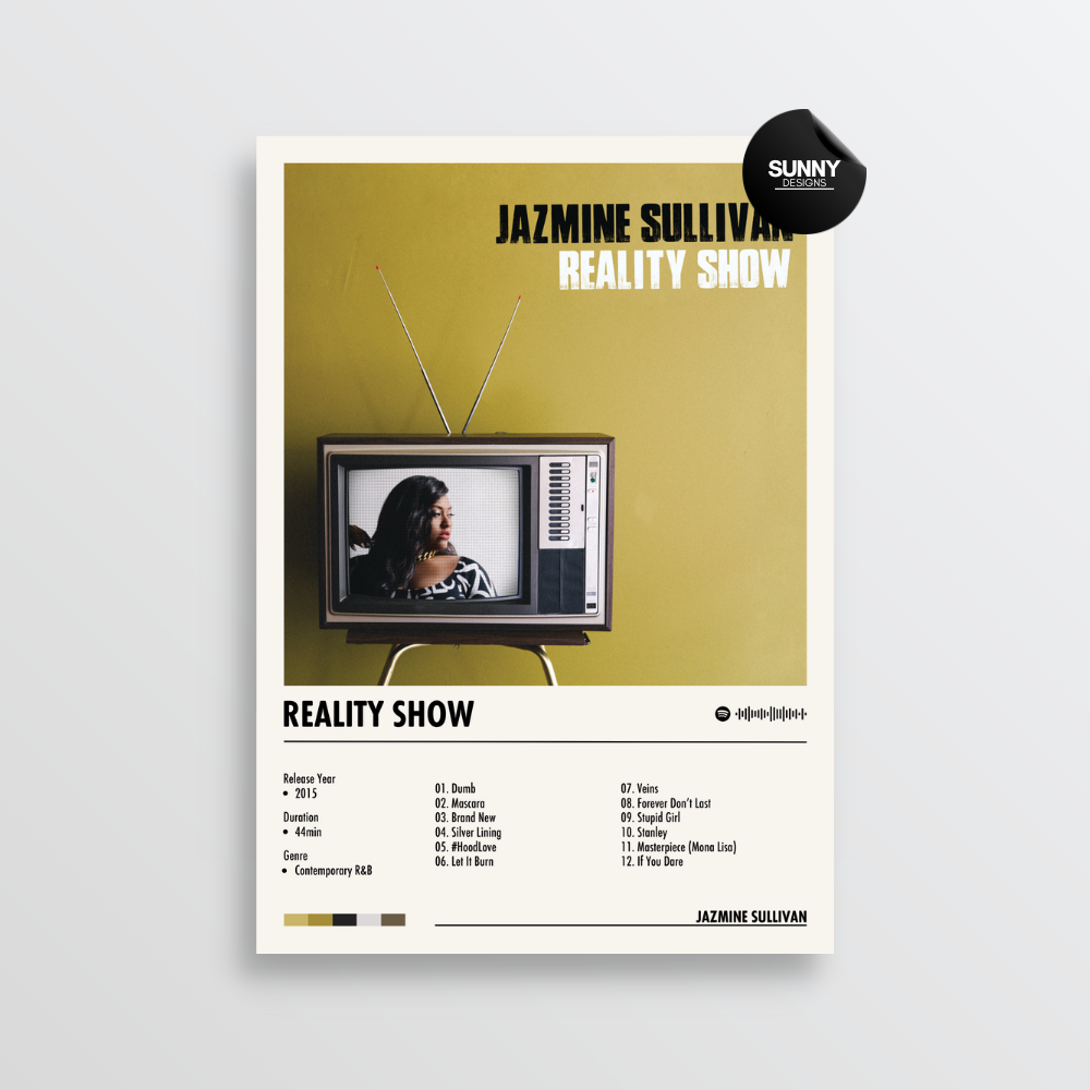 Jazmine Sullivan Reality Show merch custom album cover poster music poster personalized gifts poster mockup poster template album posters for wall Sunny Designs Poster 