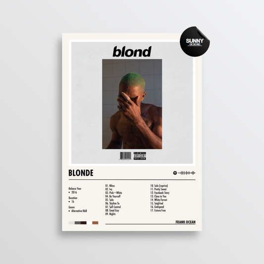 Frank Ocean Blond custom album cover poster music poster personalized gifts poster mockup poster template