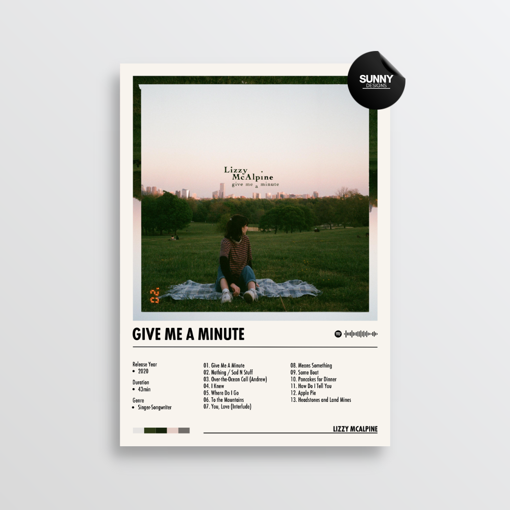 Lizzy McAlpine Give Me A Minute merch custom album cover poster music poster personalized gifts poster mockup poster template album posters for wall tracklist Sunny Designs Poster
