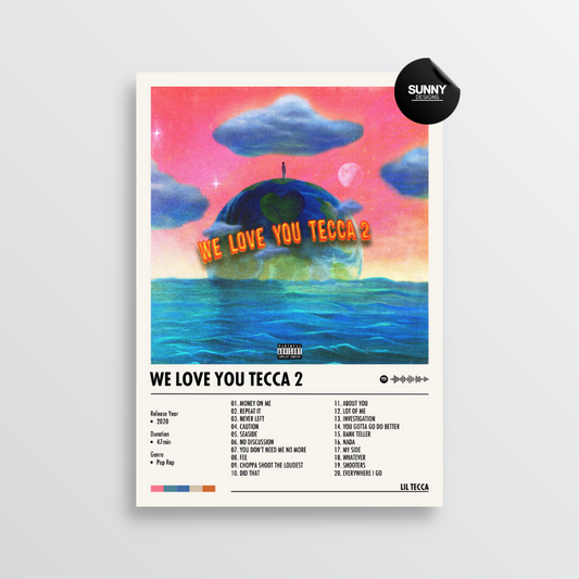 Lil Tecca We Love You Tecca 2 merch custom album cover poster music poster personalized gifts poster mockup poster template album posters for wall Sunny Designs Poster 