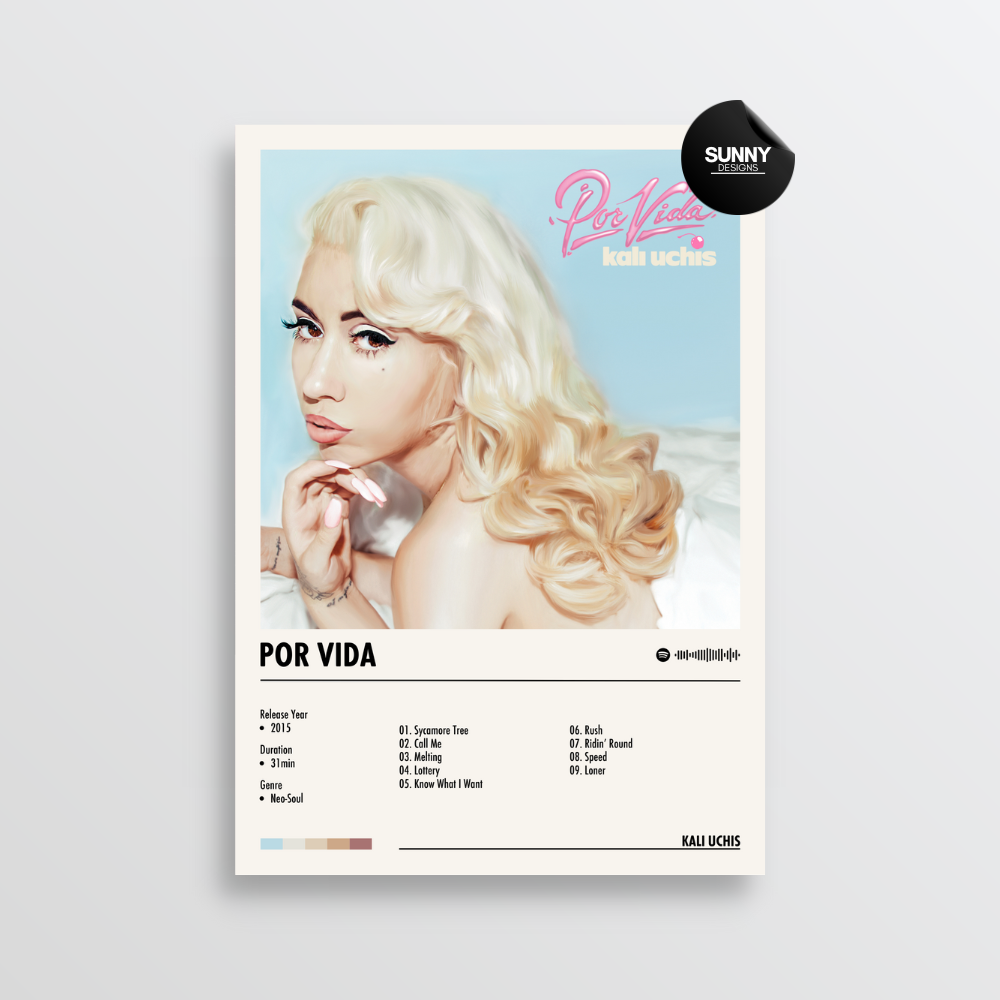 Kali Uchis Por Vida merch custom album cover poster music poster personalized gifts poster mockup poster template album posters for wall Sunny Designs Poster 